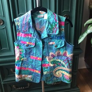 Chico’s Embroidered Boho Festival Vest Art to Wear